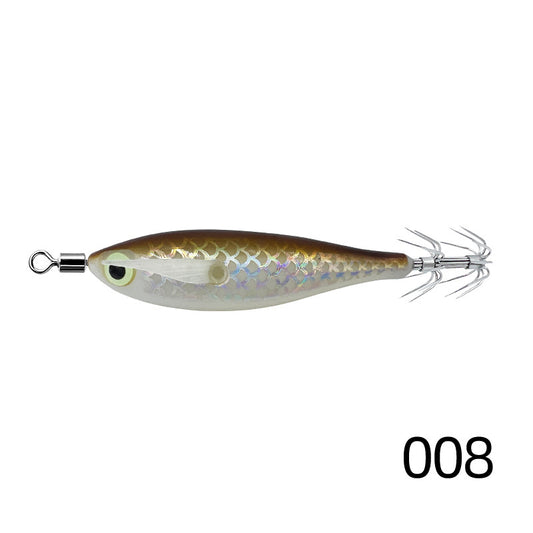 8cm/5.6g路亚木虾鱿鱼钩新款3D鱼眼仿生夜光